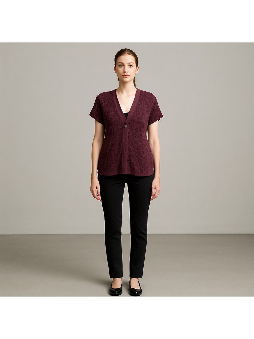 Dana Buchman Chocolate Brown Short Sleeve Sweater Small